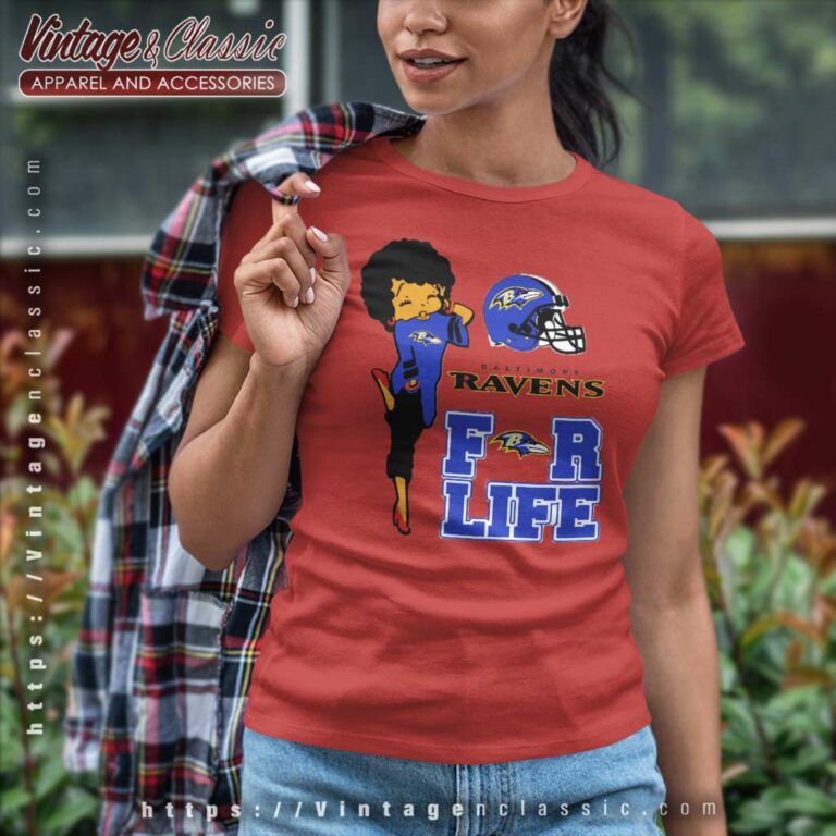 Betty Boop Baltimore Ravens For Life Women TShirt Betty Boop Baltimore Ravens For Life Women TShirt