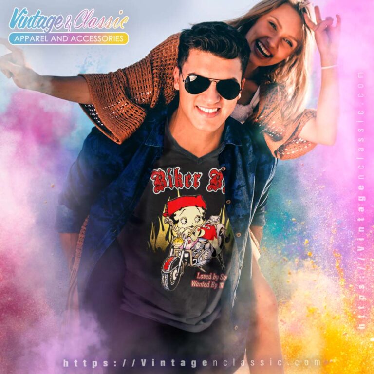 Betty Boop Boopster Biker Babe V Neck TShirt Betty Boop Boopster Biker Babe V Neck TShirt