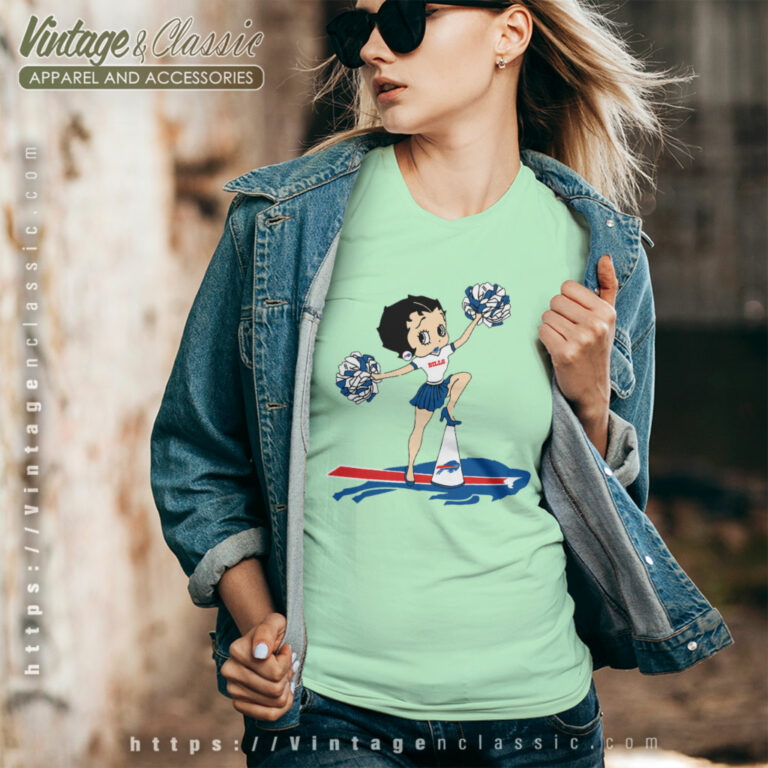 Betty Boop Buffalo Bills Cheerleader V Neck TShirt Betty Boop Buffalo Bills Cheerleader V Neck TShirt