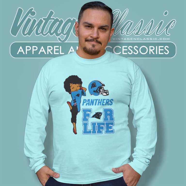 Betty Boop Carolina Panthers For Life Long Sleeve Tee Betty Boop Carolina Panthers For Life Long Sleeve Tee