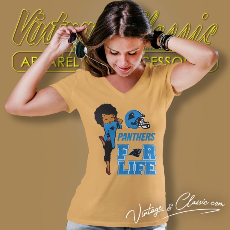 Betty Boop Carolina Panthers For Life V Neck TShirt Betty Boop Carolina Panthers For Life V Neck TShirt