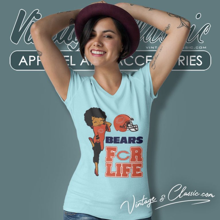 Betty Boop Chicago Bears For Life V Neck TShirt Betty Boop Chicago Bears For Life V Neck TShirt