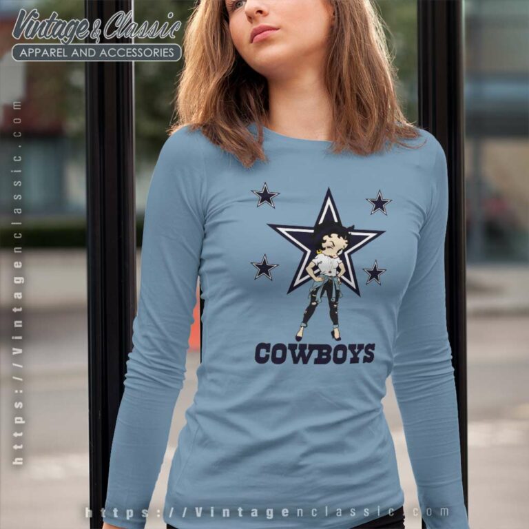 Betty Boop Dallas Cowboys Nfl Football Long Sleeve Tee Betty Boop Dallas Cowboys Nfl Football Long Sleeve Tee