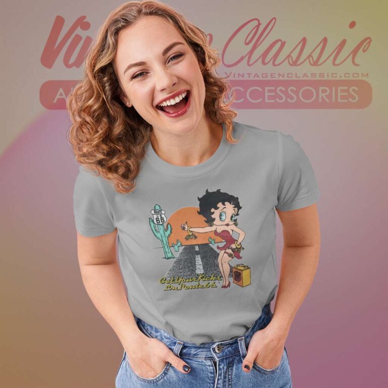 Betty Boop Get Your Kicks On Route 66 Women TShirt Betty Boop Get Your Kicks On Route 66 Women TShirt