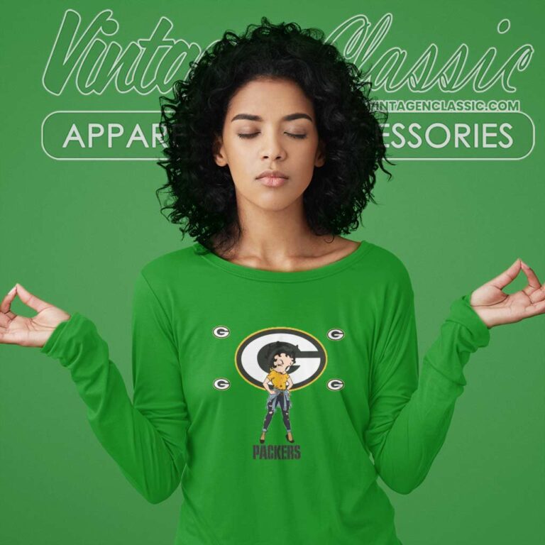 Betty Boop Green Bay Packers Long Sleeve Tee Betty Boop Green Bay Packers Long Sleeve Tee