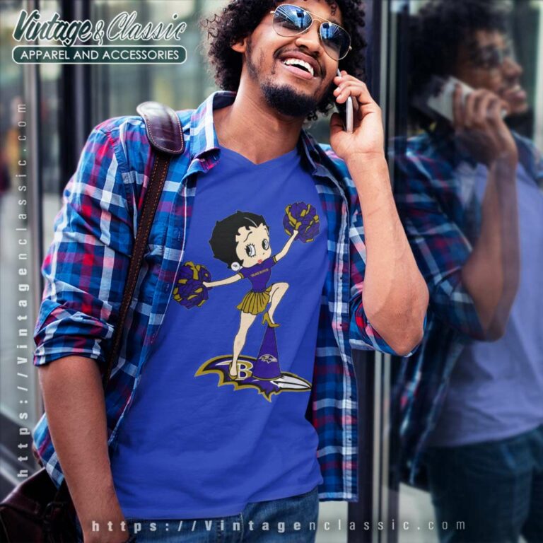 Betty Boop Halftime Dance Baltimore Ravens V Neck TShirt Betty Boop Halftime Dance Baltimore Ravens V Neck TShirt