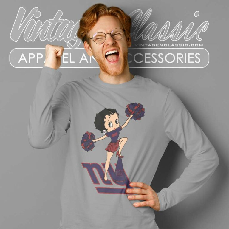 Betty Boop Halftime Dance New York Giants Long Sleeve Tee Betty Boop Halftime Dance New York Giants Long Sleeve Tee
