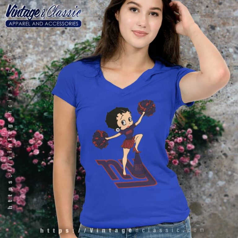 Betty Boop Halftime Dance New York Giants V Neck TShirt Betty Boop Halftime Dance New York Giants V Neck TShirt