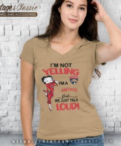 Betty Boop Im Not Yelling Im A Florida Panthers Girl We Just Talk Loud Shirt V Neck TShirt