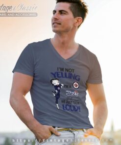 Betty Boop Im Not Yelling Im A Jets Girl We Just Talk Loud Shirt V Neck TShirt