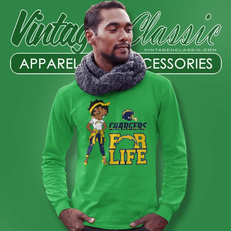 Betty Boop Los Angeles Chargers For Life Long Sleeve Tee Betty Boop Los Angeles Chargers For Life Long Sleeve Tee