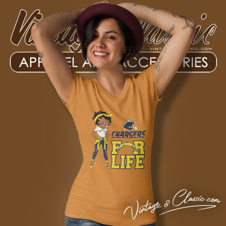 Betty Boop Los Angeles Chargers For Life V Neck TShirt Betty Boop Los Angeles Chargers For Life V Neck TShirt