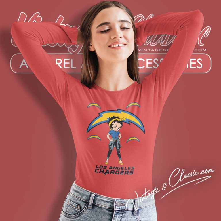 Betty Boop Los Angeles Chargers Long Sleeve Tee Betty Boop Los Angeles Chargers Long Sleeve Tee