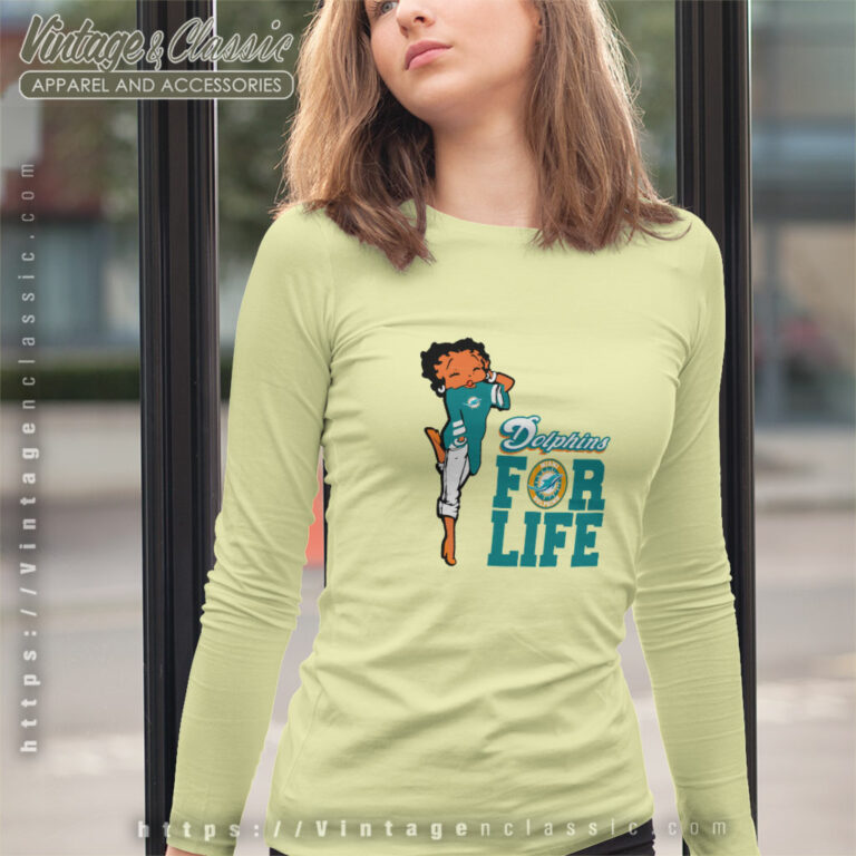 Betty Boop Miami Dolphins Long Sleeve Tee Betty Boop Miami Dolphins Long Sleeve Tee