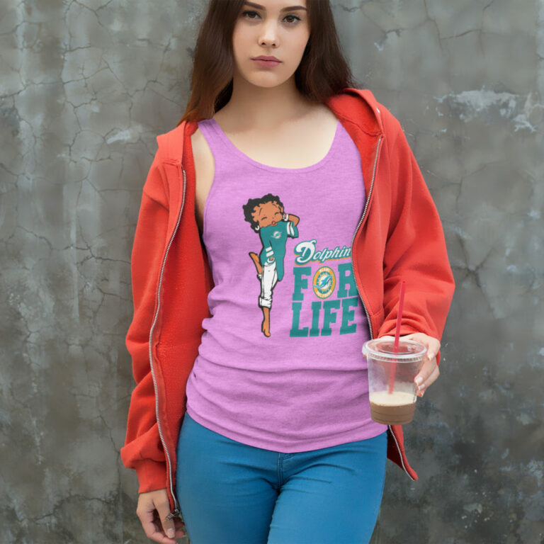 Betty Boop Miami Dolphins Tank Top Racerback Betty Boop Miami Dolphins Tank Top Racerback