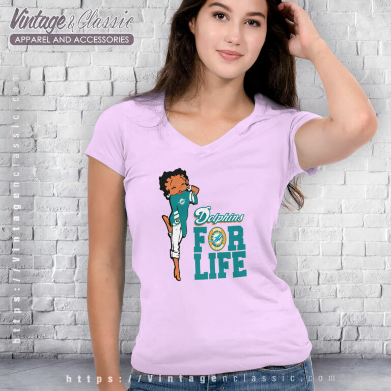 Betty Boop Miami Dolphins V Neck TShirt Betty Boop Miami Dolphins V Neck TShirt