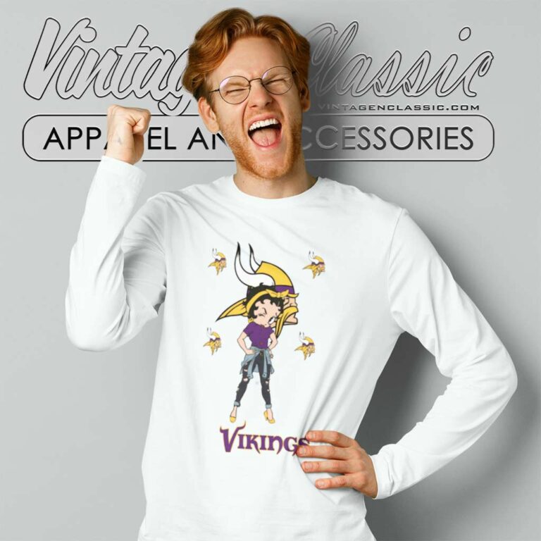 Betty Boop Minnesota Vikings Long Sleeve Tee Betty Boop Minnesota Vikings Long Sleeve Tee