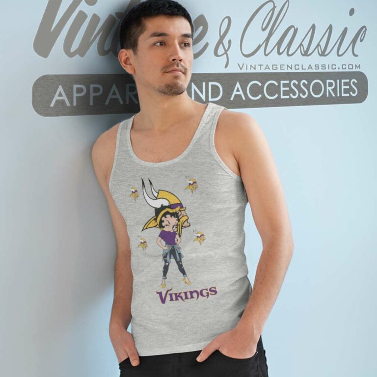 Betty Boop Minnesota Vikings Tank Top Racerback Betty Boop Minnesota Vikings Tank Top Racerback