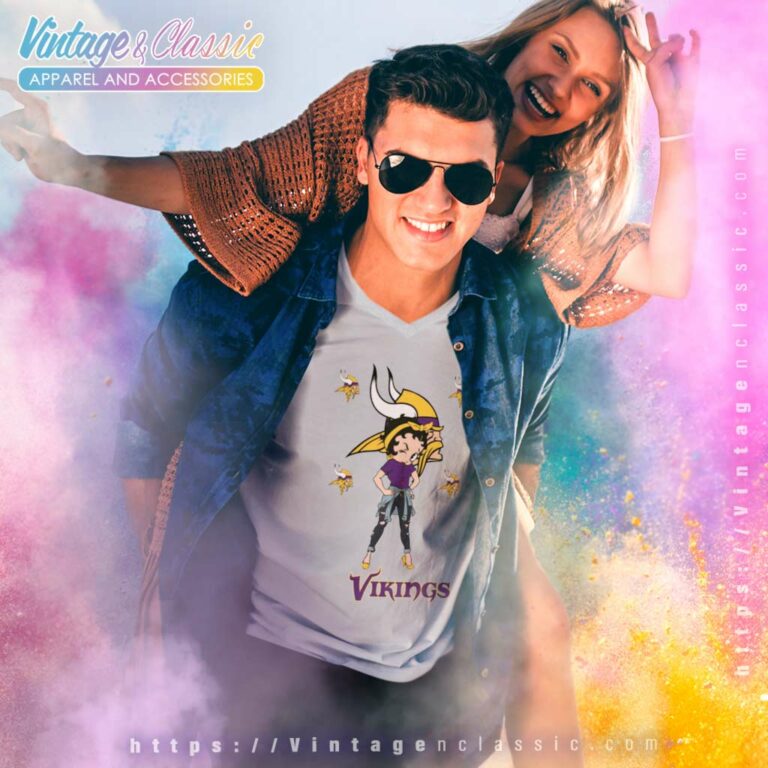 Betty Boop Minnesota Vikings V Neck TShirt Betty Boop Minnesota Vikings V Neck TShirt