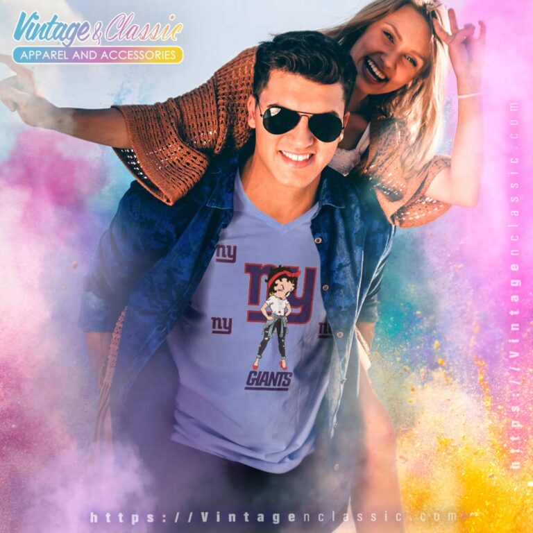 Betty Boop New York Giants Nfl Football Team V Neck TShirt Betty Boop New York Giants Nfl Football Team V Neck TShirt