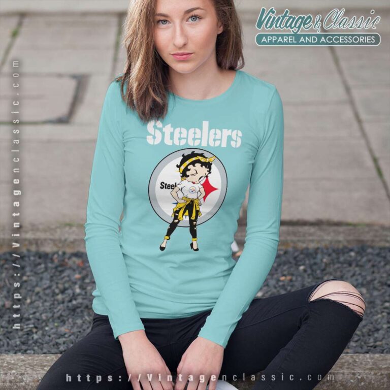Betty Boop Pittsburgh Steelers Long Sleeve Tee Betty Boop Pittsburgh Steelers Long Sleeve Tee