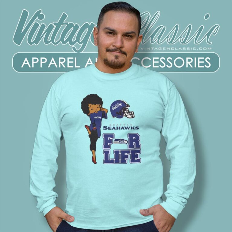 Betty Boop Seattle Seahawks For Life Long Sleeve Tee Betty Boop Seattle Seahawks For Life Long Sleeve Tee