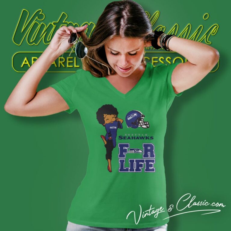 Betty Boop Seattle Seahawks For Life V Neck TShirt Betty Boop Seattle Seahawks For Life V Neck TShirt