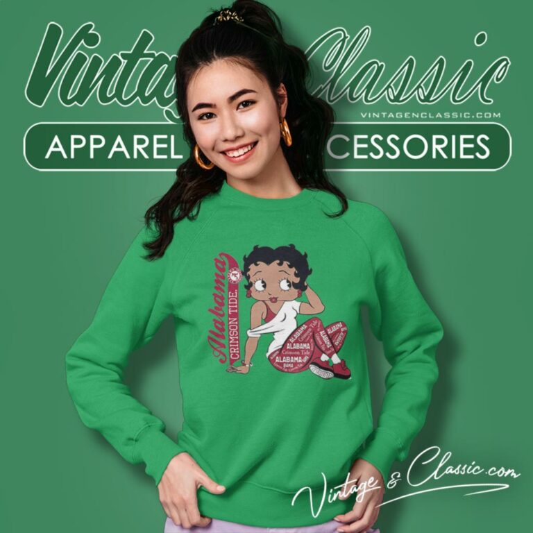 Betty Boop With Alabama Crimson Tide Sweatshirt Betty Boop With Alabama Crimson Tide Sweatshirt