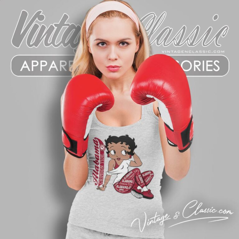Betty Boop With Alabama Crimson Tide Tank Top Racerback Betty Boop With Alabama Crimson Tide Tank Top Racerback