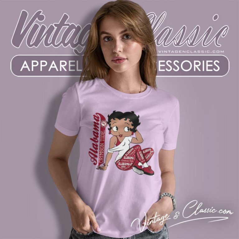 Betty Boop With Alabama Crimson Tide Women T Shirt Betty Boop With Alabama Crimson Tide Women T Shirt