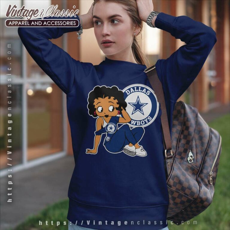 Betty Boop With Dallas Cowboys Star Logo Sweatshirt Betty Boop With Dallas Cowboys Star Logo Sweatshirt