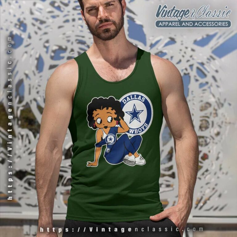Betty Boop With Dallas Cowboys Star Logo Tank Top Racerback Betty Boop With Dallas Cowboys Star Logo Tank Top Racerback