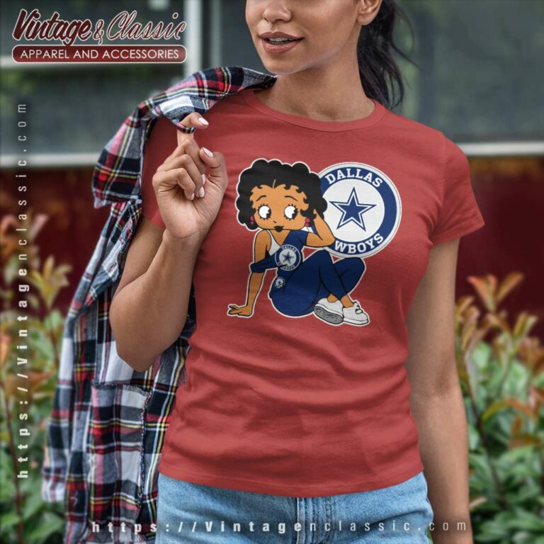Betty Boop With Dallas Cowboys Star Logo Women TShirt Betty Boop With Dallas Cowboys Star Logo Women TShirt