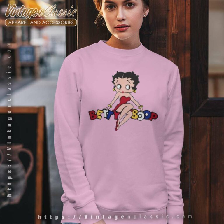 Betty Sitting On Logo Betty Boop Sweatshirt Betty Sitting On Logo Betty Boop Sweatshirt