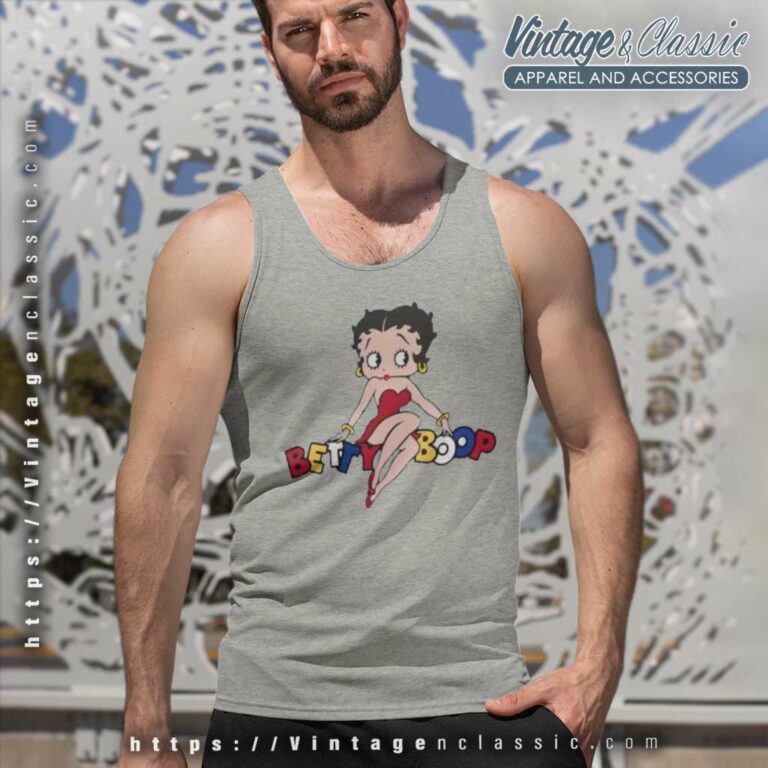 Betty Sitting On Logo Betty Boop Tank Top Racerback Betty Sitting On Logo Betty Boop Tank Top Racerback