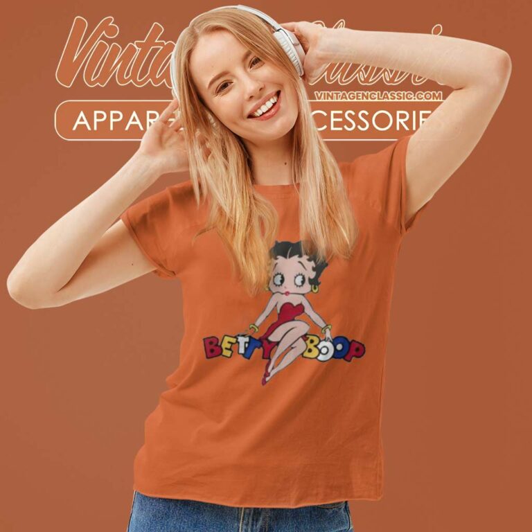 Betty Sitting On Logo Betty Boop Women TShirt Betty Sitting On Logo Betty Boop Women TShirt
