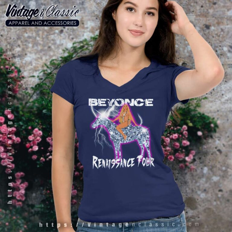 Beyonce Lightning Riding Crystal Horse V Neck TShirt Beyonce Lightning Riding Crystal Horse V Neck TShirt