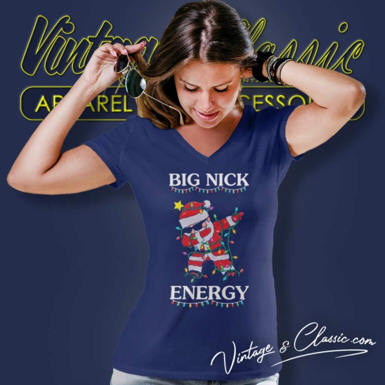 Big Nick Energy Christmas Light V Neck TShirt Big Nick Energy Christmas Light V Neck TShirt