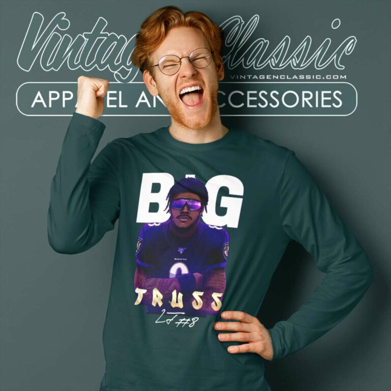 Big Truss Lamar Jackson Baltimore Ravens Long Sleeve Tee Big Truss Lamar Jackson Baltimore Ravens Long Sleeve Tee