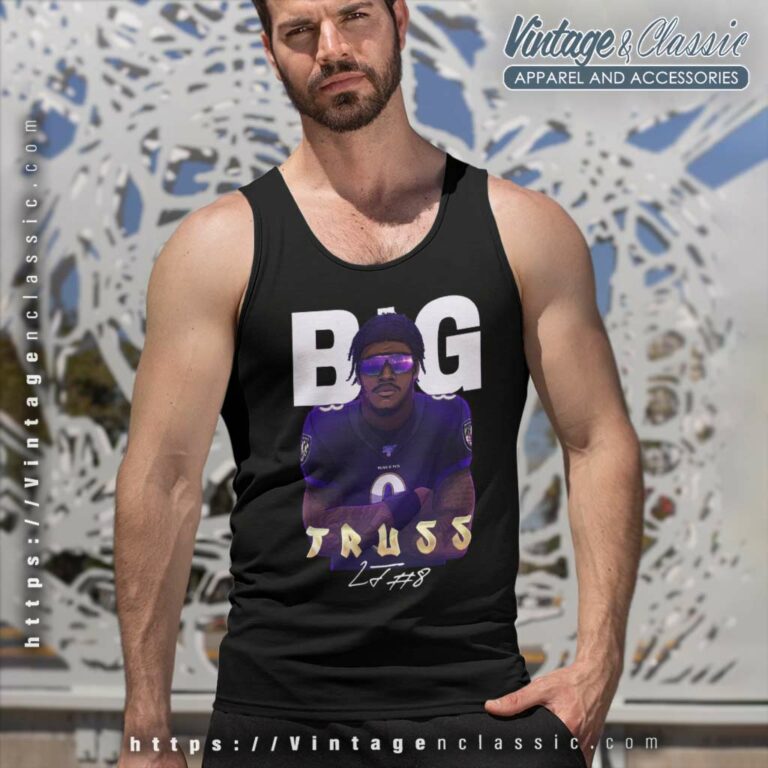 Big Truss Lamar Jackson Baltimore Ravens Tank Top Racerback Big Truss Lamar Jackson Baltimore Ravens Tank Top Racerback