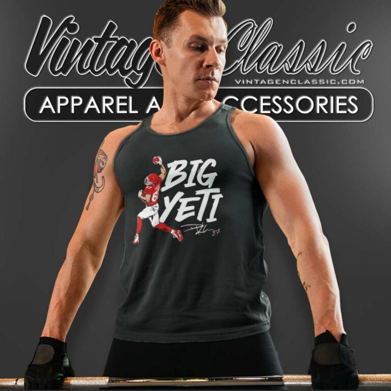 Big Yeti Travis Kelce Kansas City Chiefs Tank Top Racerback Big Yeti Travis Kelce Kansas City Chiefs Tank Top Racerback