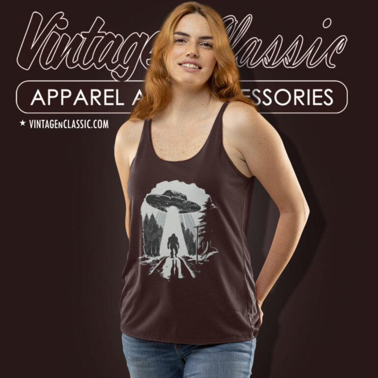 Bigfoot Shirt Sasquatch Getting Abducted Tank Top Racerback Bigfoot Shirt Sasquatch Getting Abducted Tank Top Racerback