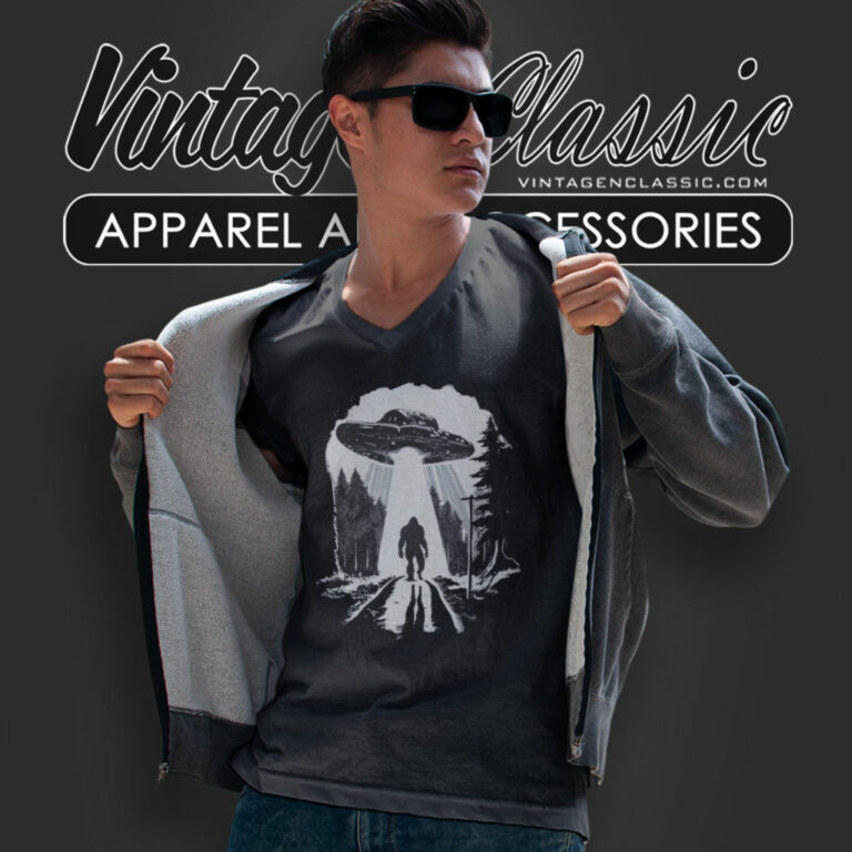 Bigfoot Shirt Sasquatch Getting Abducted V Neck TShirt Bigfoot Shirt Sasquatch Getting Abducted V Neck TShirt