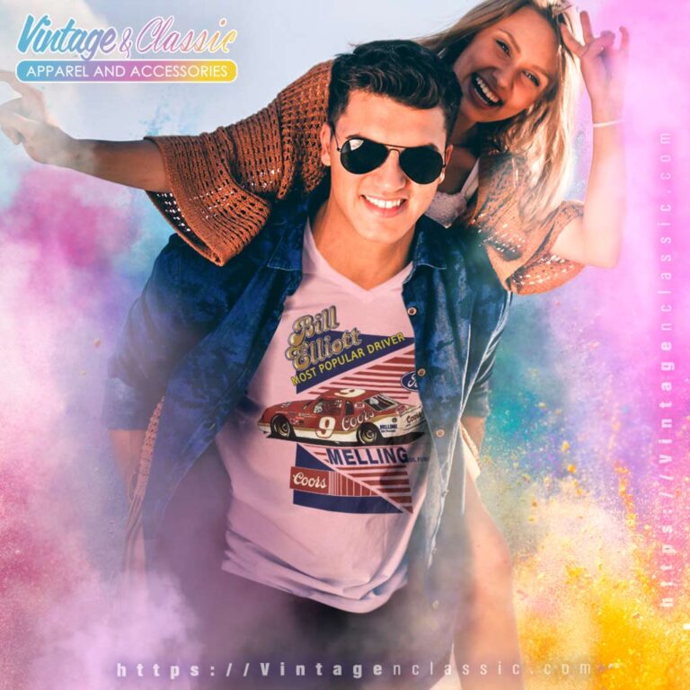 Bill Elliot Nascar Coors Ford V Neck TShirt Bill Elliot Nascar Coors Ford V Neck TShirt