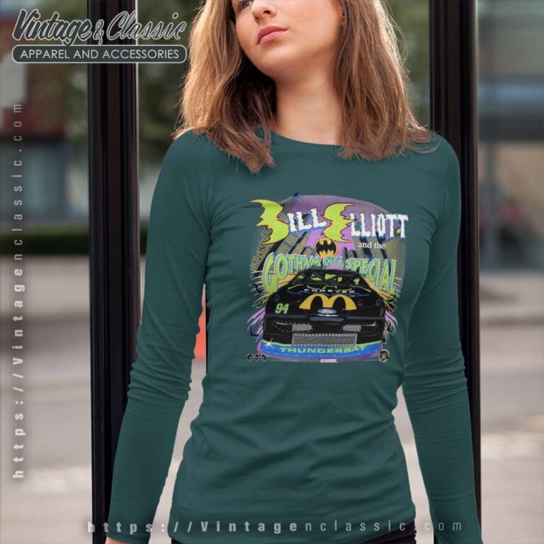 Bill Elliott 1995 Batman Forever Nascar Racing Long Sleeve Tee Bill Elliott 1995 Batman Forever Nascar Racing Long Sleeve Tee