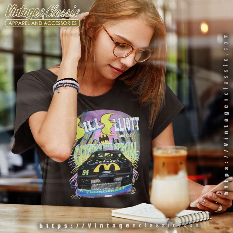 Bill Elliott 1995 Batman Forever Nascar Racing Women TShirt Bill Elliott 1995 Batman Forever Nascar Racing Women TShirt