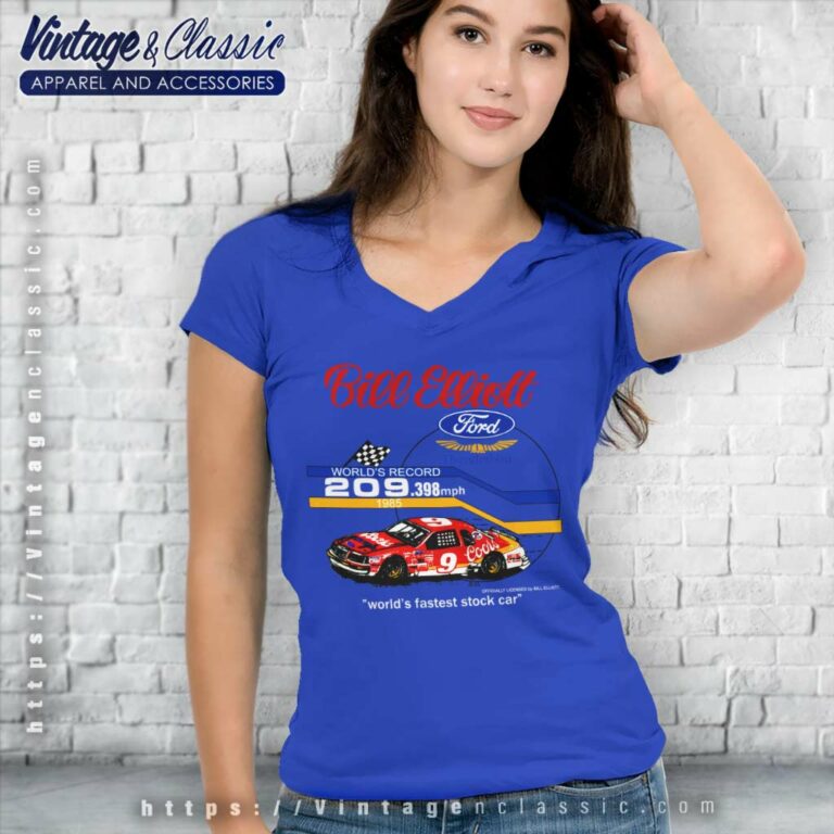 Bill Elliott Coors Ford Fastest Nascar V Neck TShirt Bill Elliott Coors Ford Fastest Nascar V Neck TShirt