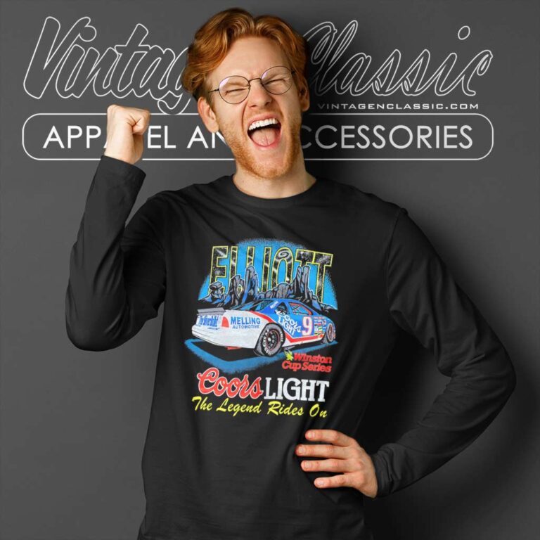 Bill Elliott Coors Light Beer Nascar Vintage Long Sleeve Tee Bill Elliott Coors Light Beer Nascar Vintage Long Sleeve Tee