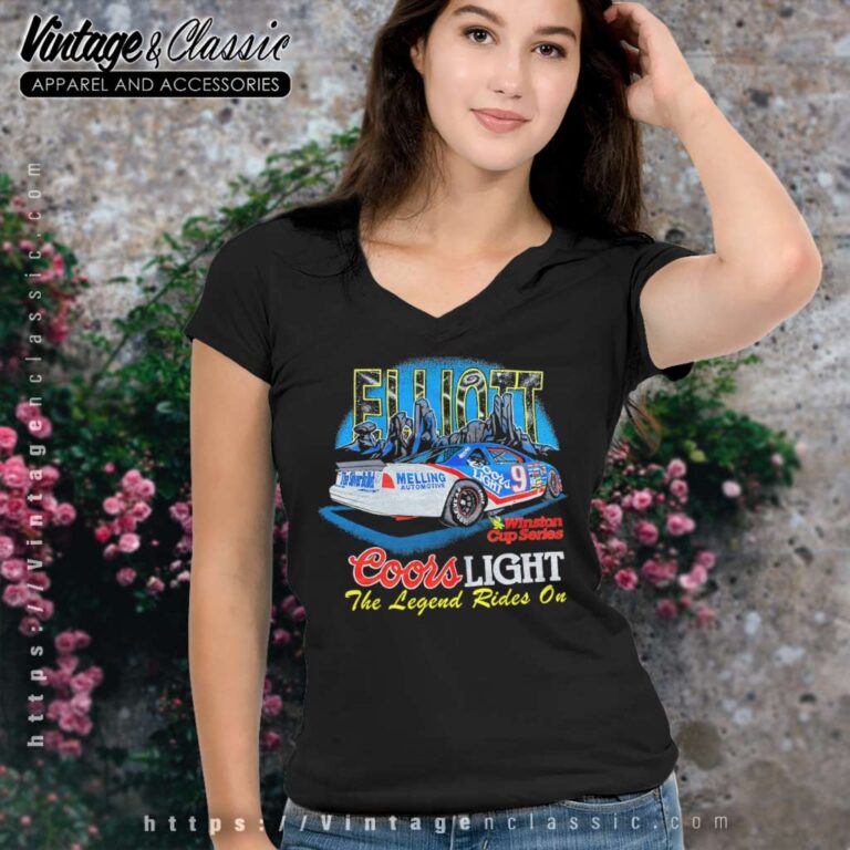 Bill Elliott Coors Light Beer Nascar Vintage V Neck TShirt Bill Elliott Coors Light Beer Nascar Vintage V Neck TShirt