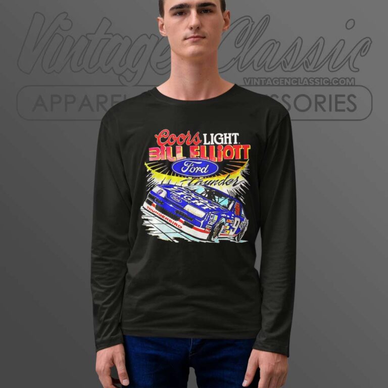 Bill Elliott Coors Light Ford Vintage Nascar Long Sleeve Tee Bill Elliott Coors Light Ford Vintage Nascar Long Sleeve Tee
